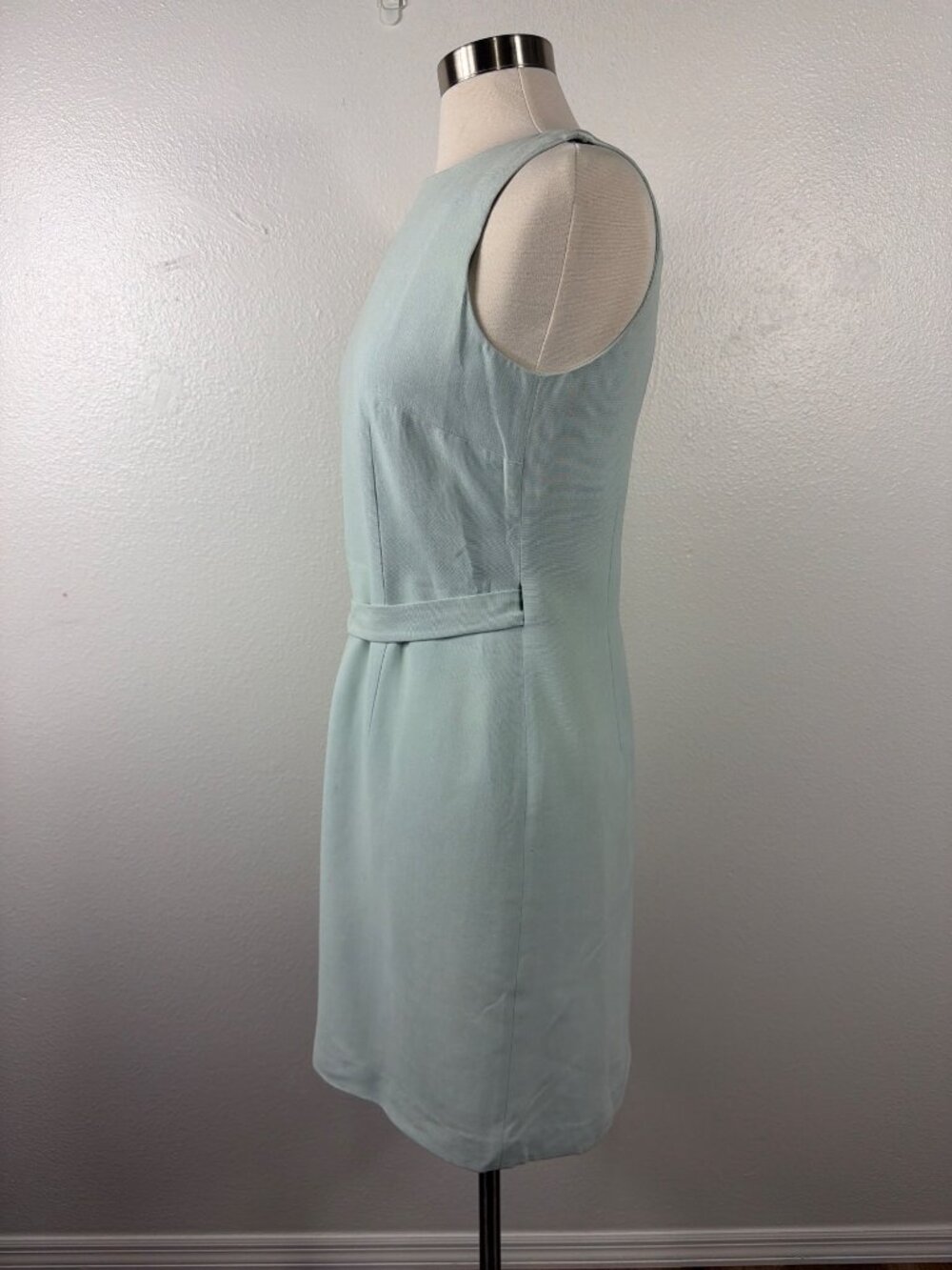 Ann Taylor Silk Blend Shift Dress Seafoam Blue Keyhole Back Belted Size 8 - Picture 5 of 15